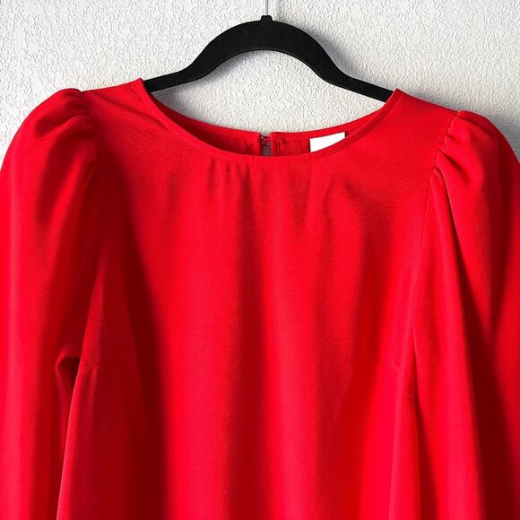 H & M Womens Fire Red Puff Sleeves Mini Dress Size Small - Picture 8 of 15